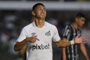 Miguelito comemora gol pelo Santos - Foto: Santos FC