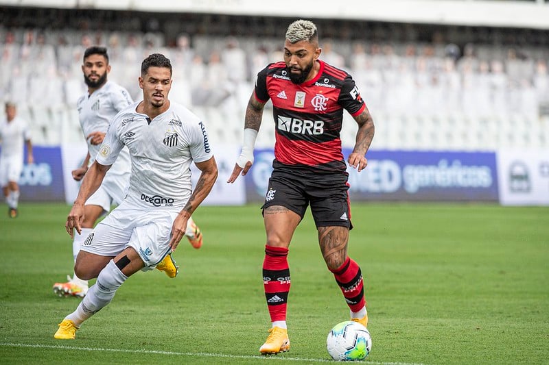Gabigol em jogo contra o Santos. Foto: Alexandre Vidal/Flamengo