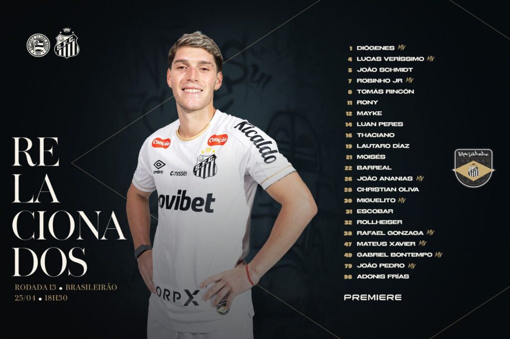Escalação Santos FC - Foto: Santos FC