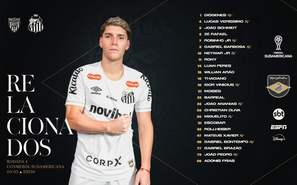 Foto: Acessoria do Santos - Escalação do Santos